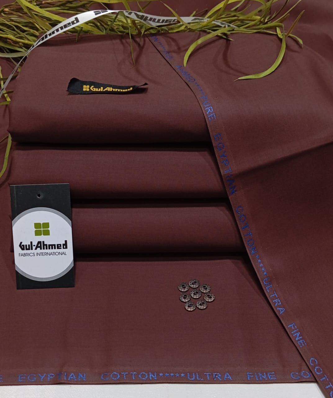 Gul Ahmed Premium Egyptian Cotton-Burgundy-Unstitched Men’s Fabric
