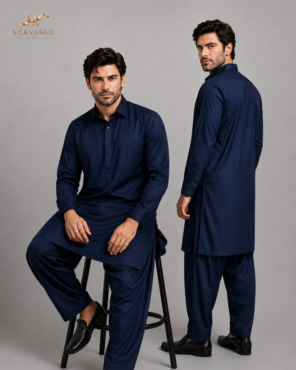 Premium Wash & Wear Fabric | Navy Blue