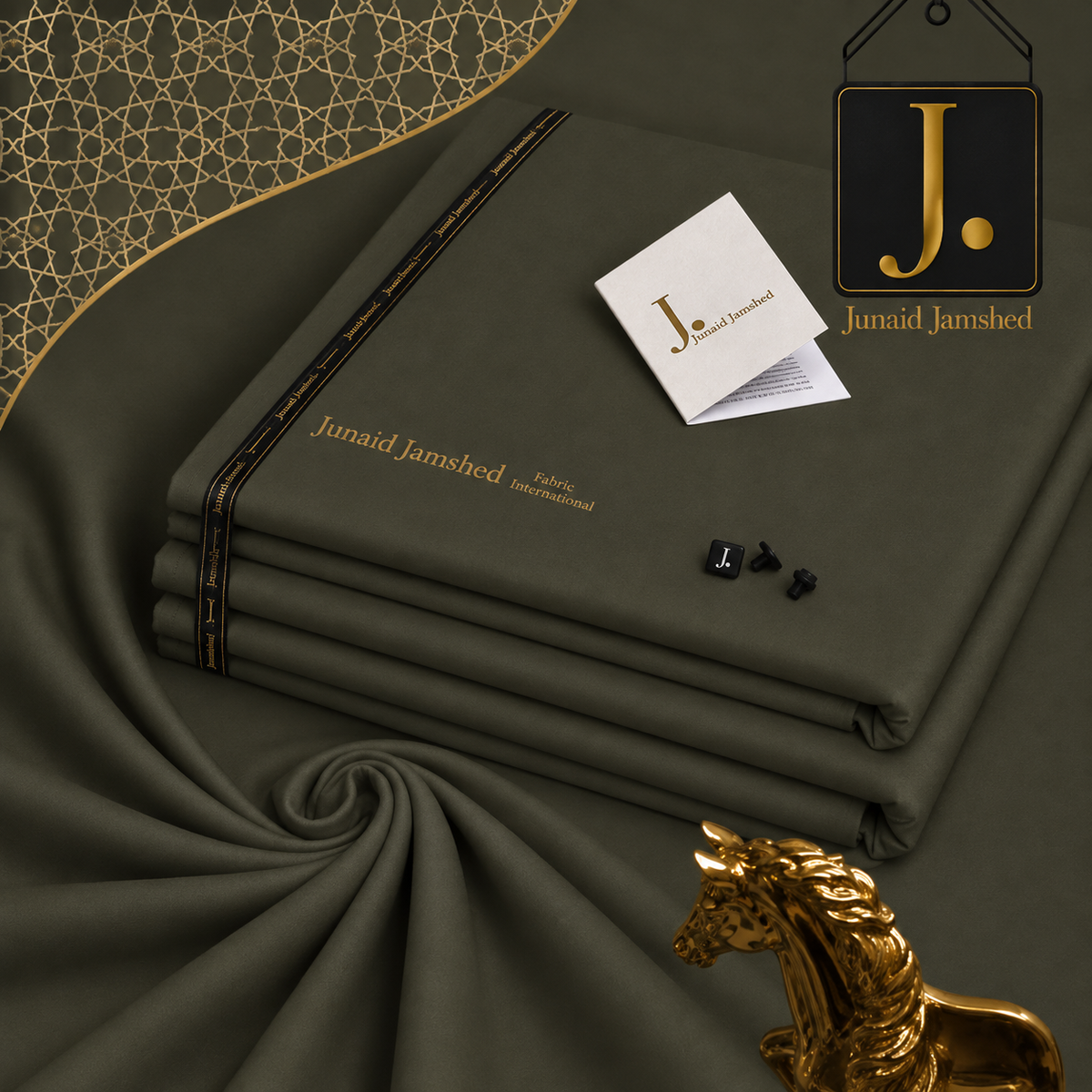 J. Premium Army Green Wash & Wear Suit for Men | Allow to Open Parcel