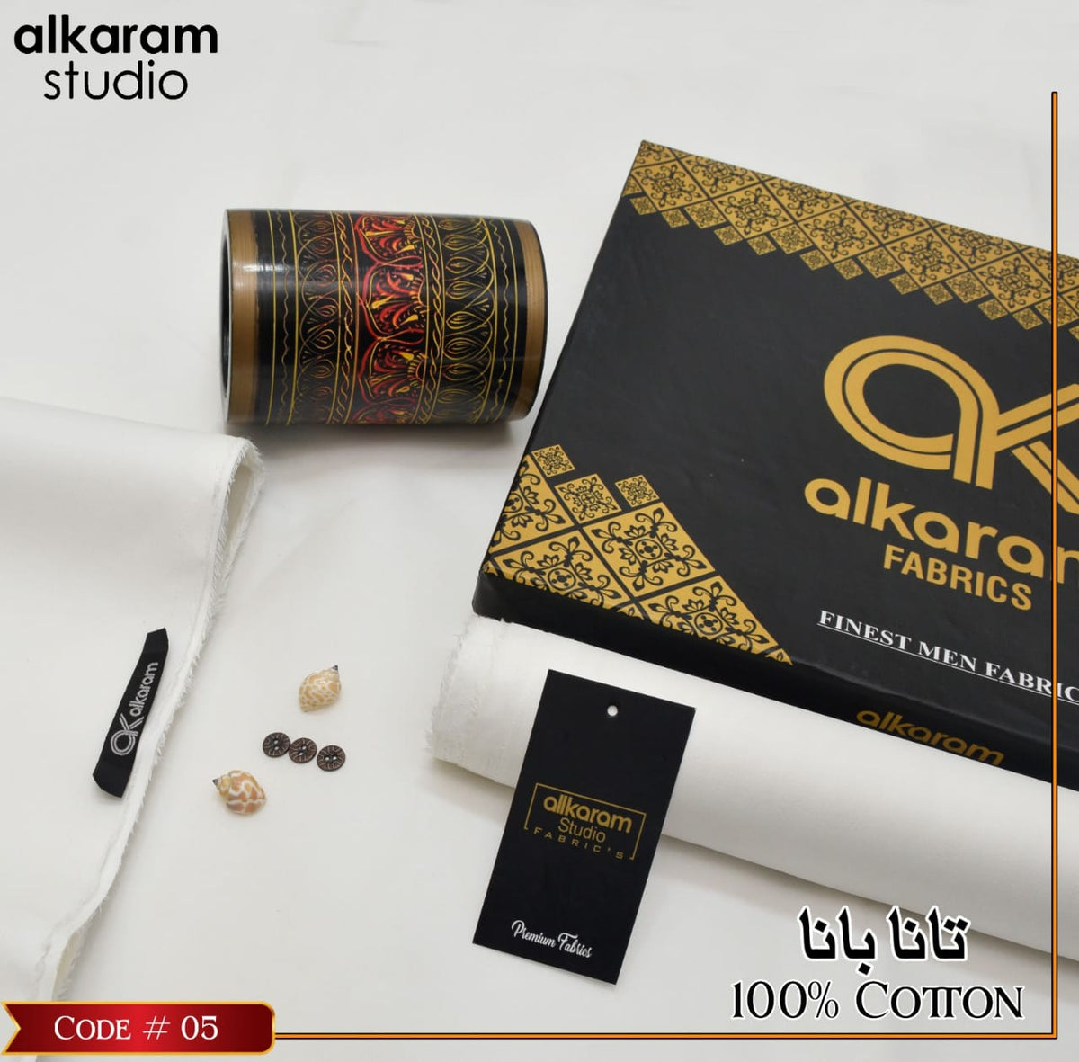 Al-karam 100% Pure Cotton-Off-White-Unstitched Men's Wear-Allow To Open