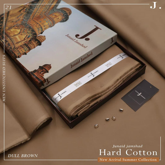 J. 100%Cotton-Dull Brown-Unstitched Men's Wear | Best For Summer