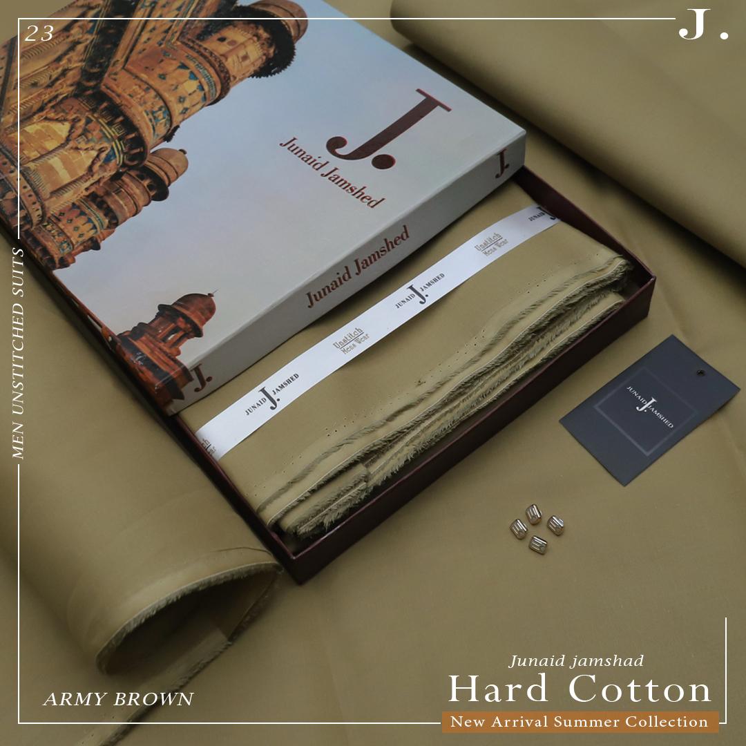 J. 100%Cotton-Army Brown-Unstitched Men's Wear | Best For Summer