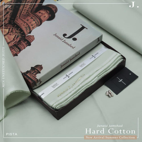 J. 100%Cotton-Pista Green-Unstitched Men's Wear | Best For Summer