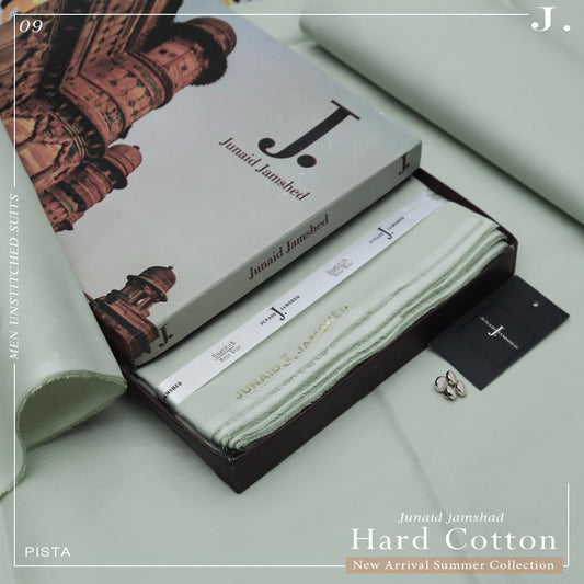 J. 100%Cotton-Pista Green-Unstitched Men's Wear | Best For Summer