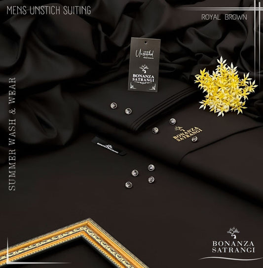 Bonanza Satrangi Royal Brown Premium Wash & Wear – Unstitched Men’s Suit