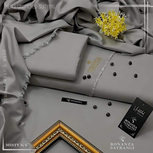 Bonanza Satrangi Ice Grey Premium Wash & Wear – Unstitched Men’s Suit