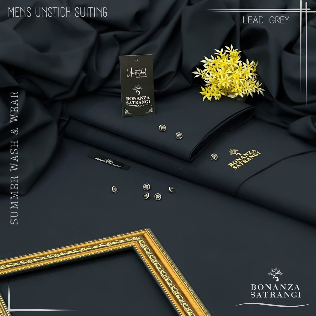 Bonanza Satrangi Lead Grey Premium Wash & Wear – Unstitched Men’s Suit