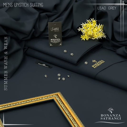 Bonanza Satrangi Lead Grey Premium Wash & Wear – Unstitched Men’s Suit