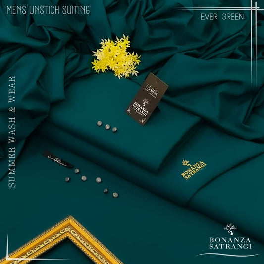 Bonanza Satrangi Deep Teal  Premium Wash & Wear – Unstitched Men’s Suit