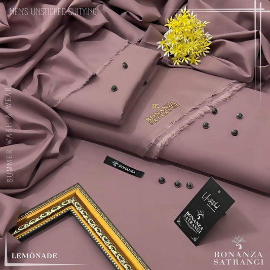Bonanza Satrangi Rose Pink Premium Wash & Wear – Unstitched Men’s Suit