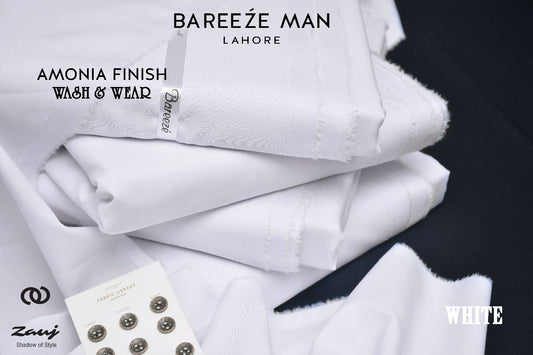 Bareeze Man Pure White Premium Wash & Wear Unstitched Suit for Men