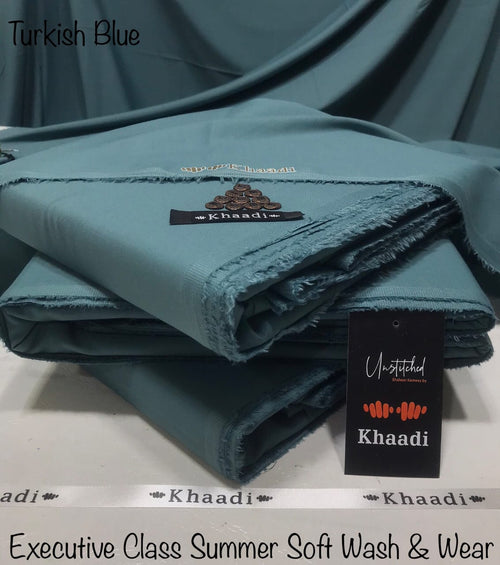 Khaadi Turkish Blue Class Soft Summer Wash & Wear – Men’s Unstitched Suit