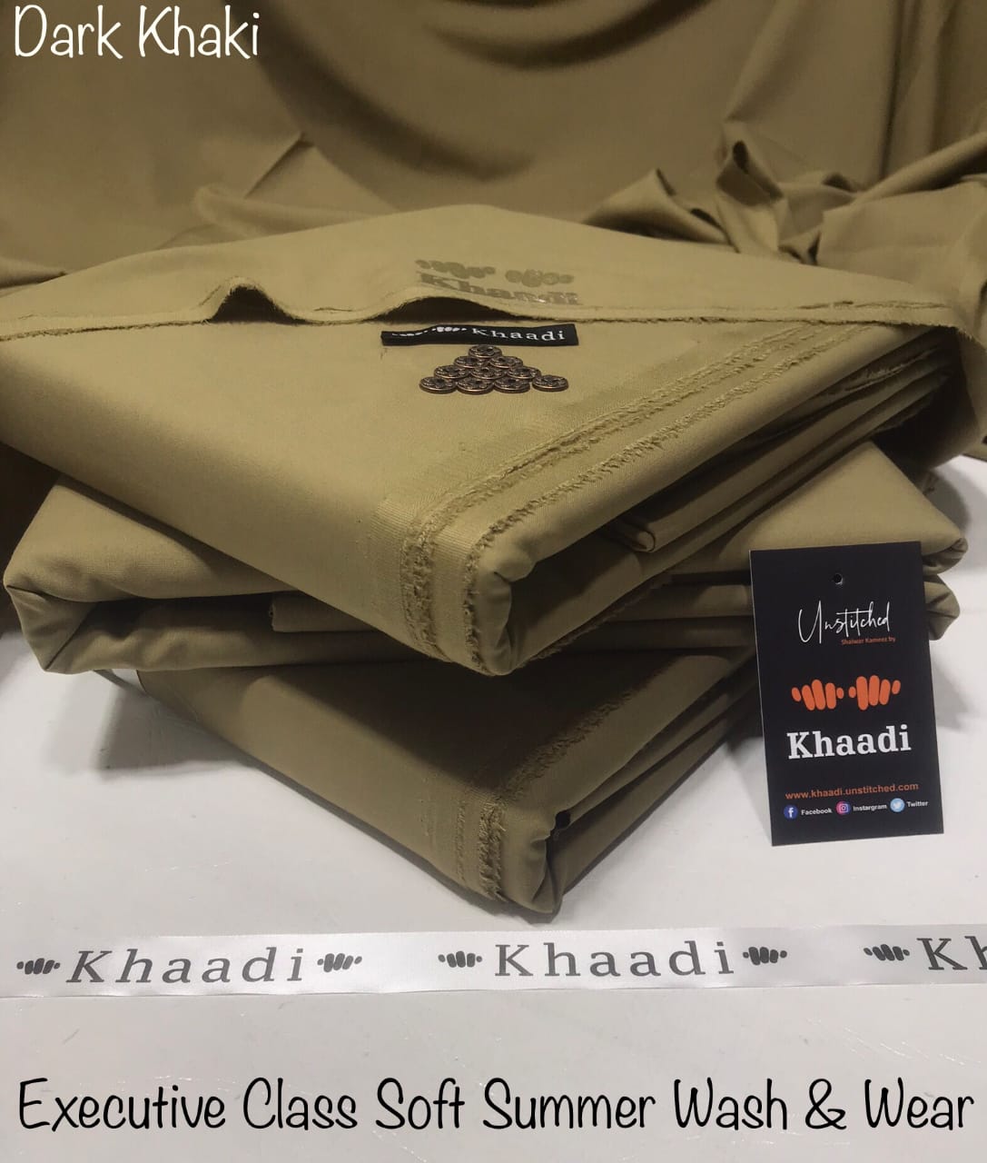 Khaadi Dark Khaki Executive Class Soft Summer Wash & Wear – Men’s Unstitched Suit