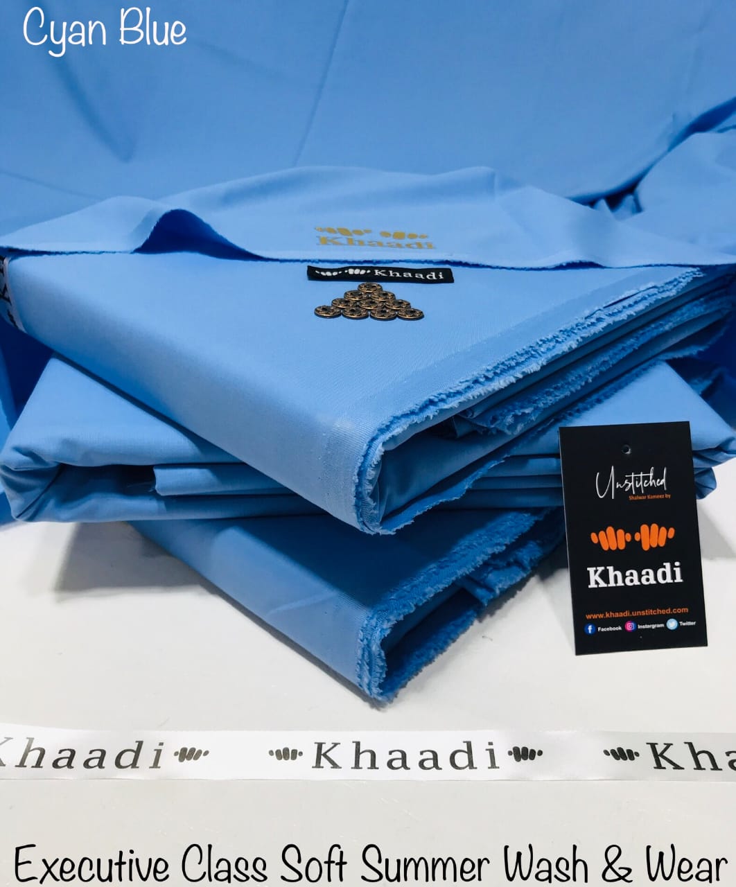 Khaadi Sky Blue  Executive Class Soft Summer Wash & Wear – Men’s Unstitched Suit