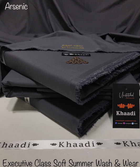 Khaadi Arsenic Grey Executive Class Soft Summer Wash & Wear – Men’s Unstitched Suit