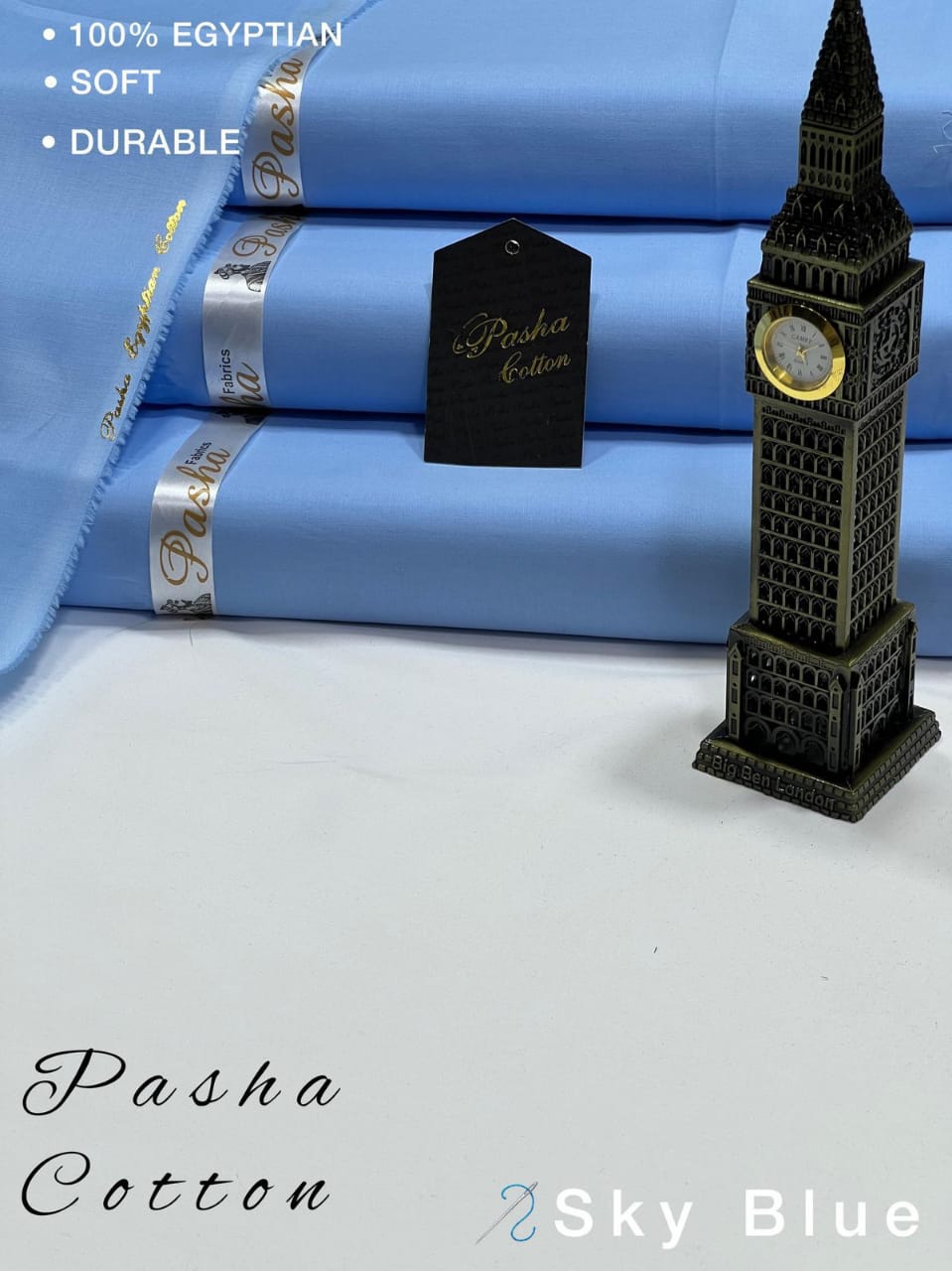 Pasha  Sky Blue Premium Plus Eggplant Soft Cotton Unstitched Men’s Suit