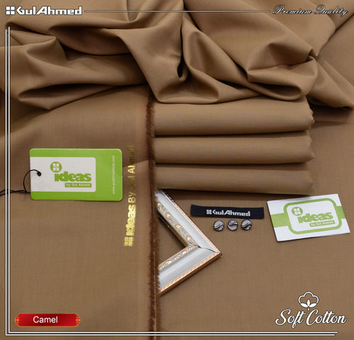 Gul Ahmed 100%Cotton- Camel Unstitched Men's Wear | Best For Summer