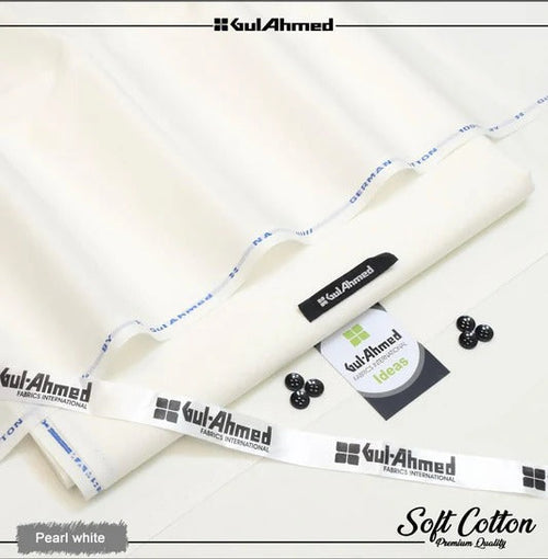 Gul Ahmed 100%Cotton-Off White-Unstitched Men's Wear | Best For Summer